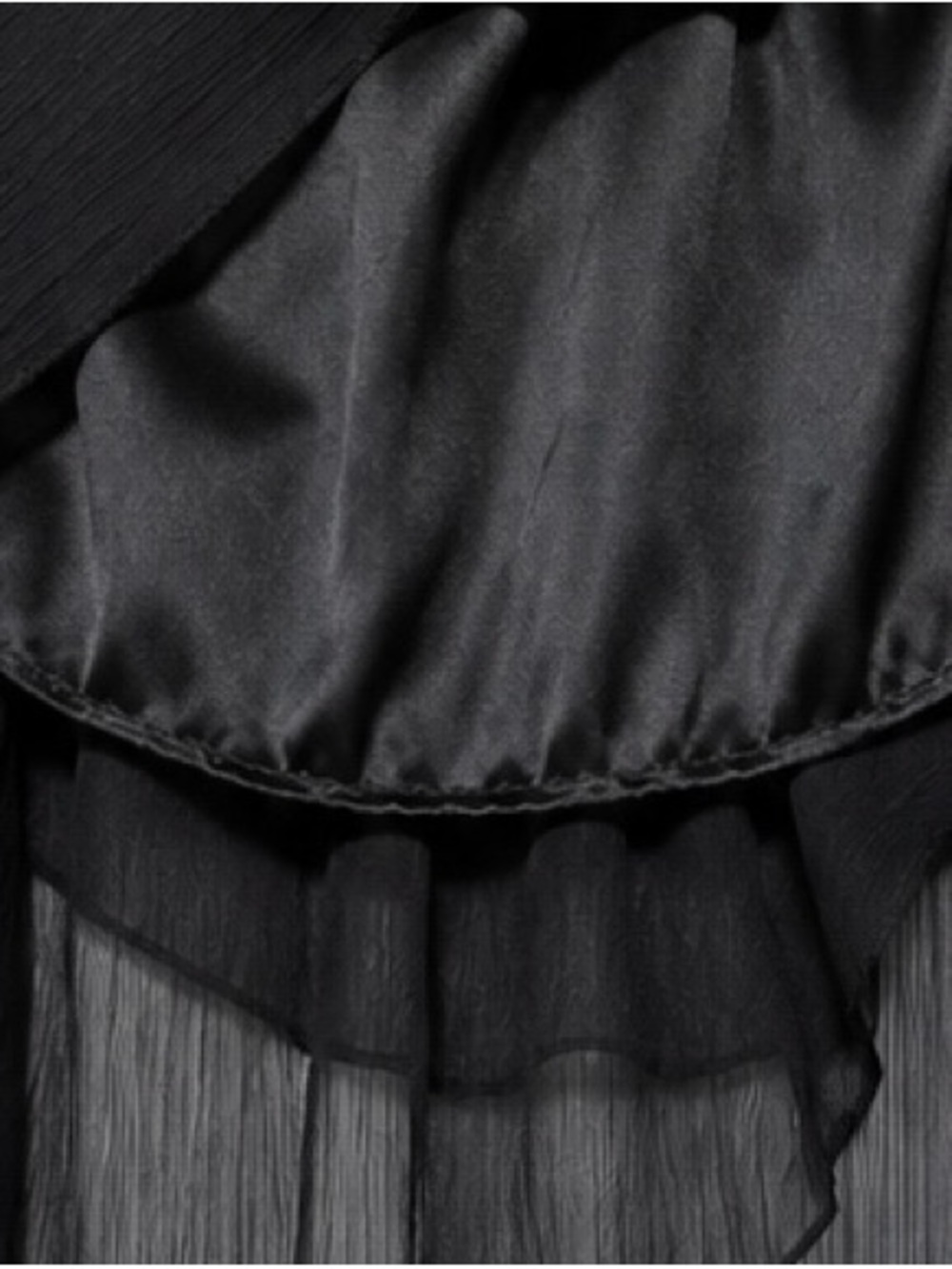 Y2K Royal Love Black Asymmetrical Handkerchief Hem Chiffon Skirt | Size Large - Picture 3 of 6